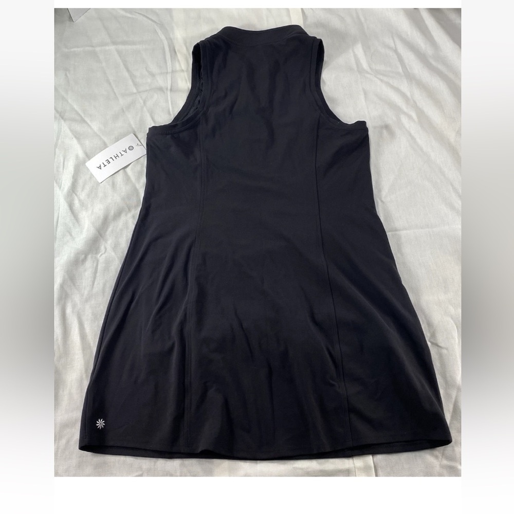 Athleta Zip Up Performance Dress Womens L Black Sleeveless Built in Shorts NWT